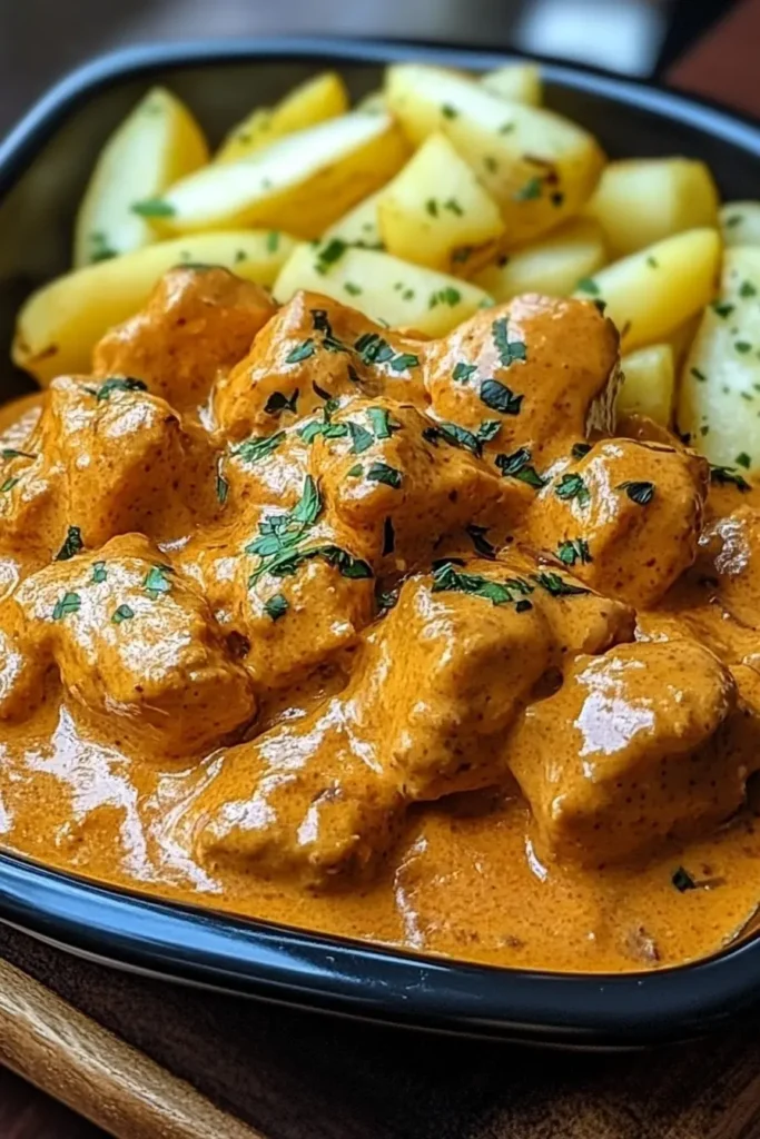 Butter Chicken mit Knoblauchsauce & Pommes – Knusprig & Cremig 3 Knusprige Pommes