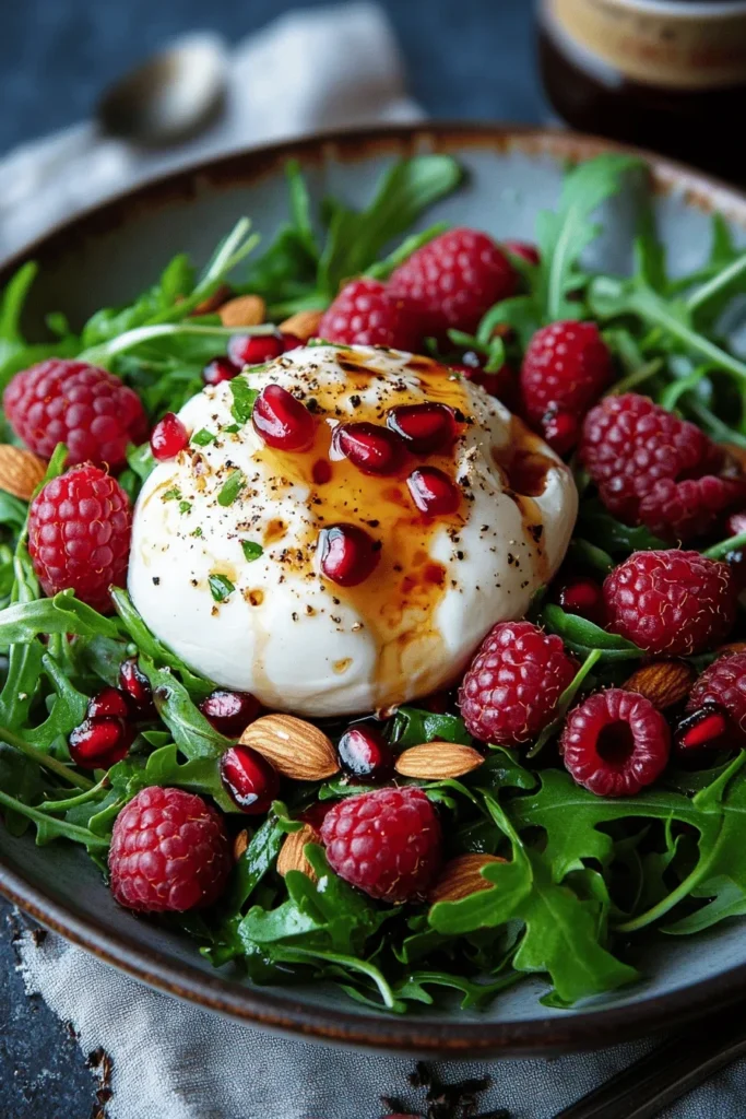 Burrata-Salat mit Himbeeren und Rucola – Einfaches Rezept in 15 Minuten 2 BURRATA-SALAT EINFACH IN 15 MINUTEN