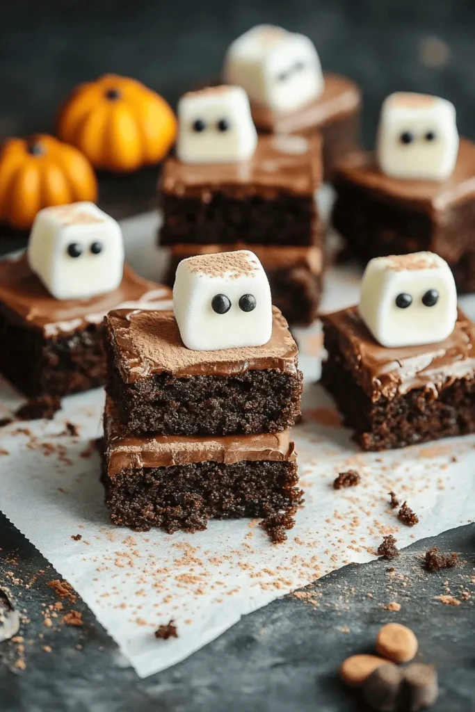 Halloween-Brownies mit Marshmallow-Geistern – Süß 1 EINFACHE, WITZIGE GEISTER-BROWNIES FÜR HALLOWEEN