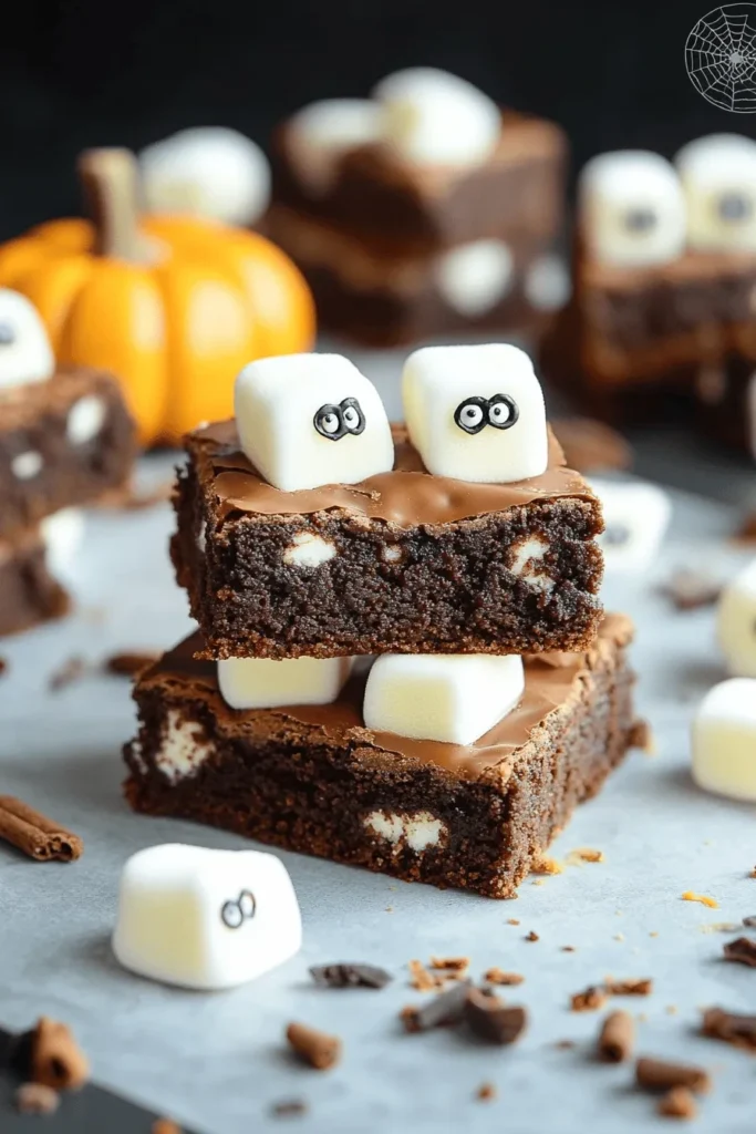 Halloween-Brownies mit Marshmallow-Geistern – Süß 3 EINFACHE, WITZIGE GEISTER-BROWNIES FÜR HALLOWEEN