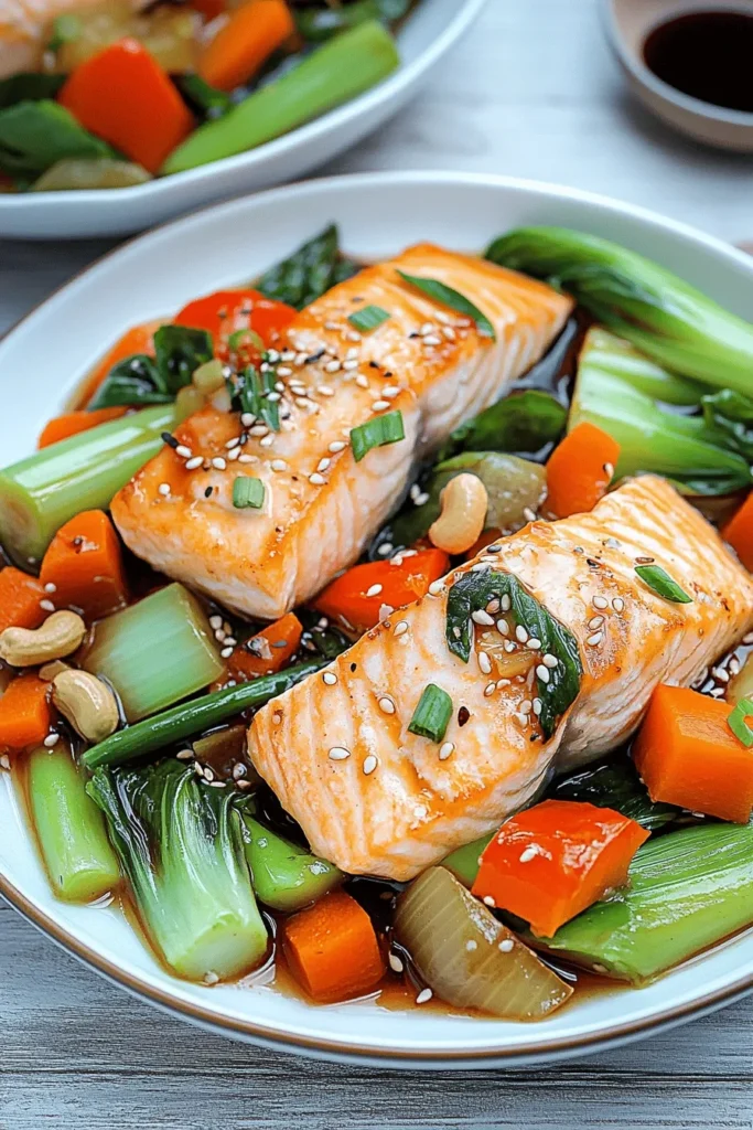 Asialachs mit Gemüse – Mikrowellenrezept mit Erdnuss-Soja-Dressing 2 DAMPFGAREN MIT DER MIKROWELLE – ASIALACHS REZEPT