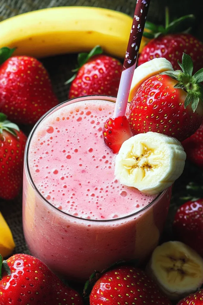 Erdbeer-Smoothie mit 3 Zutaten – Blitzschnell, cremig 1 Erdbeer-Smoothie mit 3 Zutaten