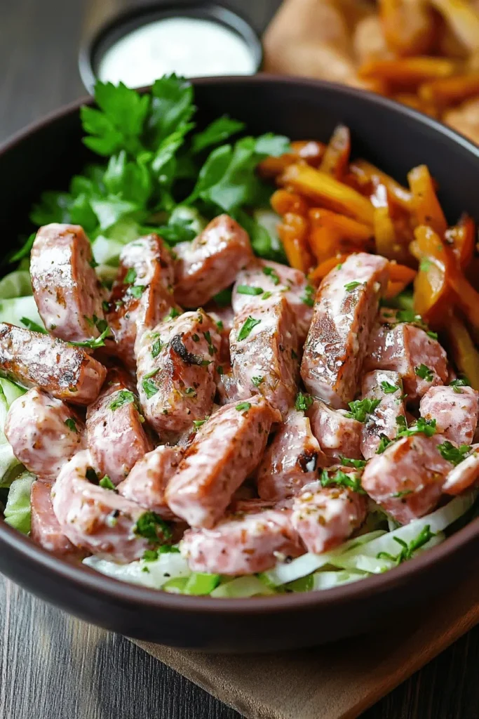 Fleischsalat selber machen – Das beste Rezept mit cremigem Dressing 2 FLEISCHSALAT VOM FEINSTEN: SCHNELL, EINFACH UND RICHTIG WÜRZIG