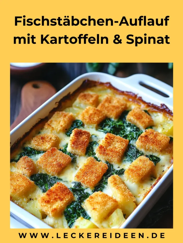 Fischstäbchen-Auflauf mit Kartoffeln und Spinat 4 Fischstäbchen-Auflauf