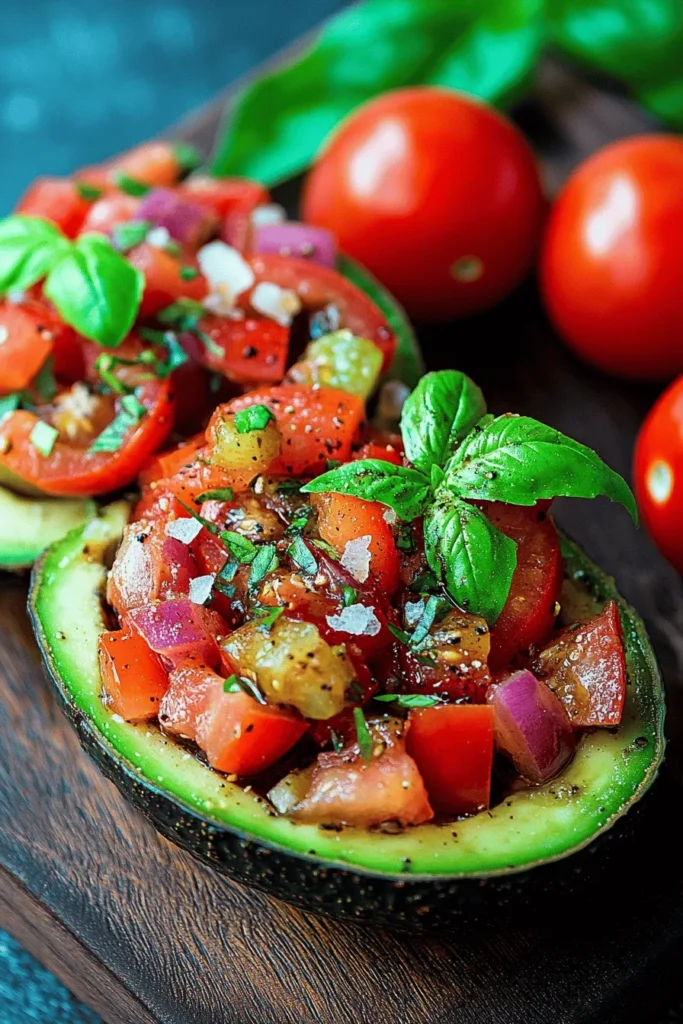 Gefüllte Avocado mit Tomaten & Zwiebeln – Schnelles Sommerrezept 1 Gefüllte Avocado