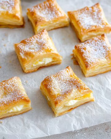 Golden Puff Pastry Squares with Powdered Sugar