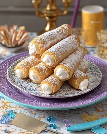 Goldbraune Schaumrollen mit Zuckerglanz
