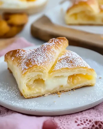Hausgemachte Blätterteigtaschen mit Vanillecreme