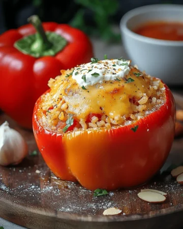 Vegetarisch gefüllte Paprika mit Reis und Feta