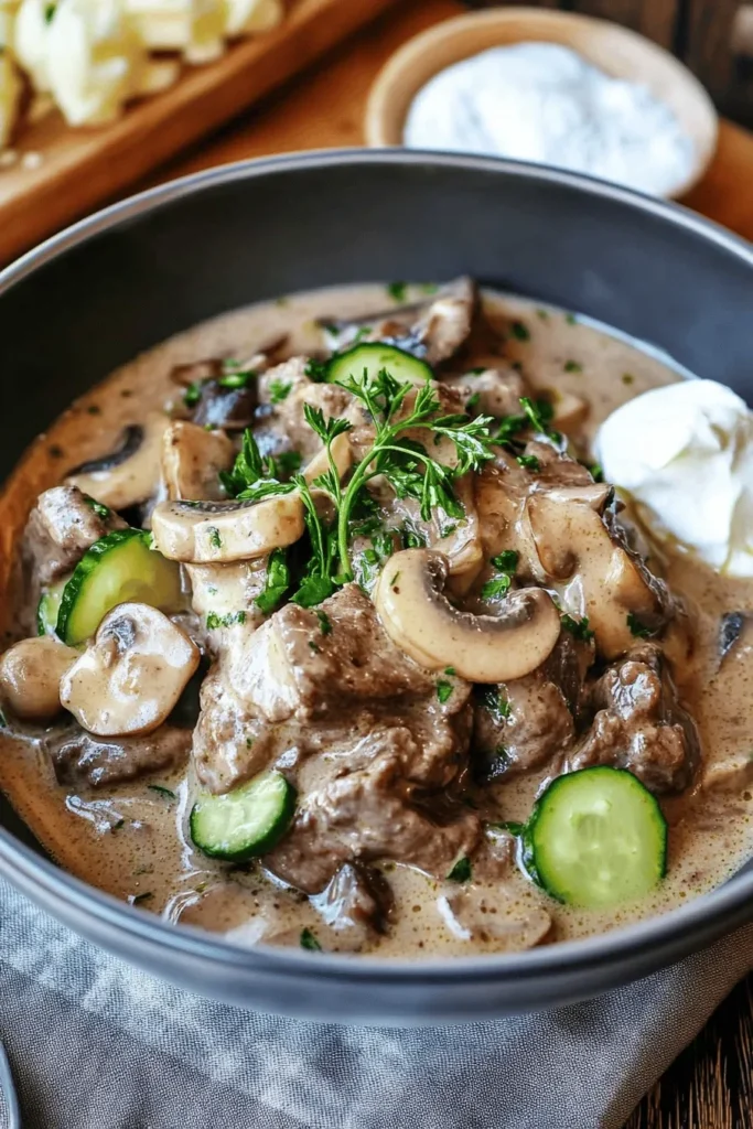 Boeuf Stroganoff – Cremiges Rindergeschnetzeltes in 40 Minuten Boeuf Stroganoff – Cremiges Rindergeschnetzeltes in 40 Minuten