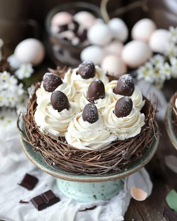 Baiser-Osternester mit Marzipaneiern