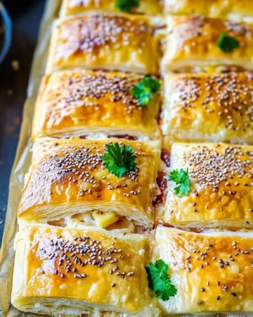 Blätterteig mit Schinken und Käse