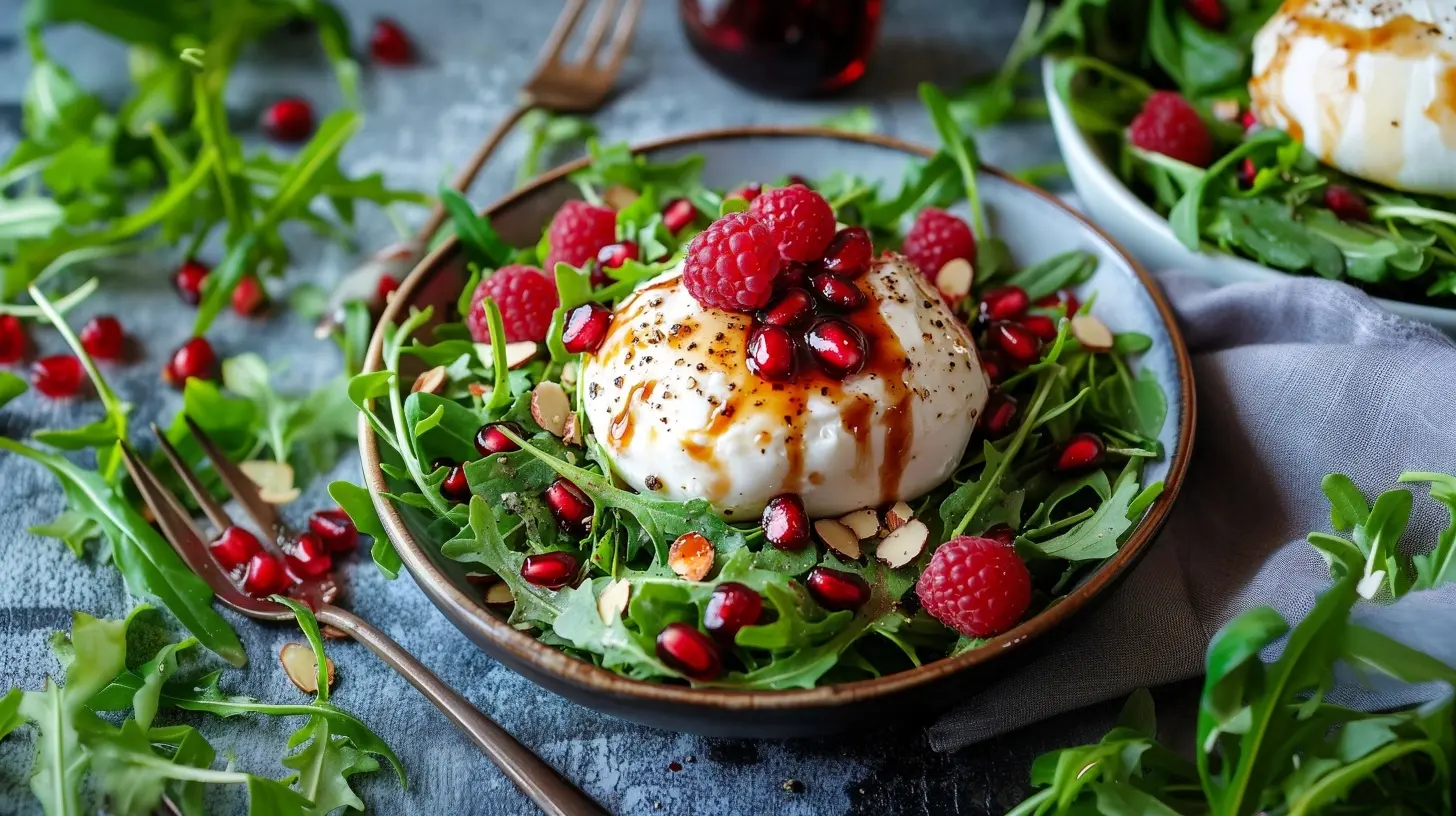 Burrata-Salat mit Himbeeren und Rucola – Einfaches Rezept in 15 Minuten 5 Burrata-Salat