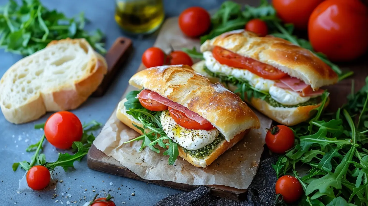 Burrata-Sandwich mit Tomaten – Schnell, Cremig und in 10 Minuten fertig 5 Burrata-Sandwich